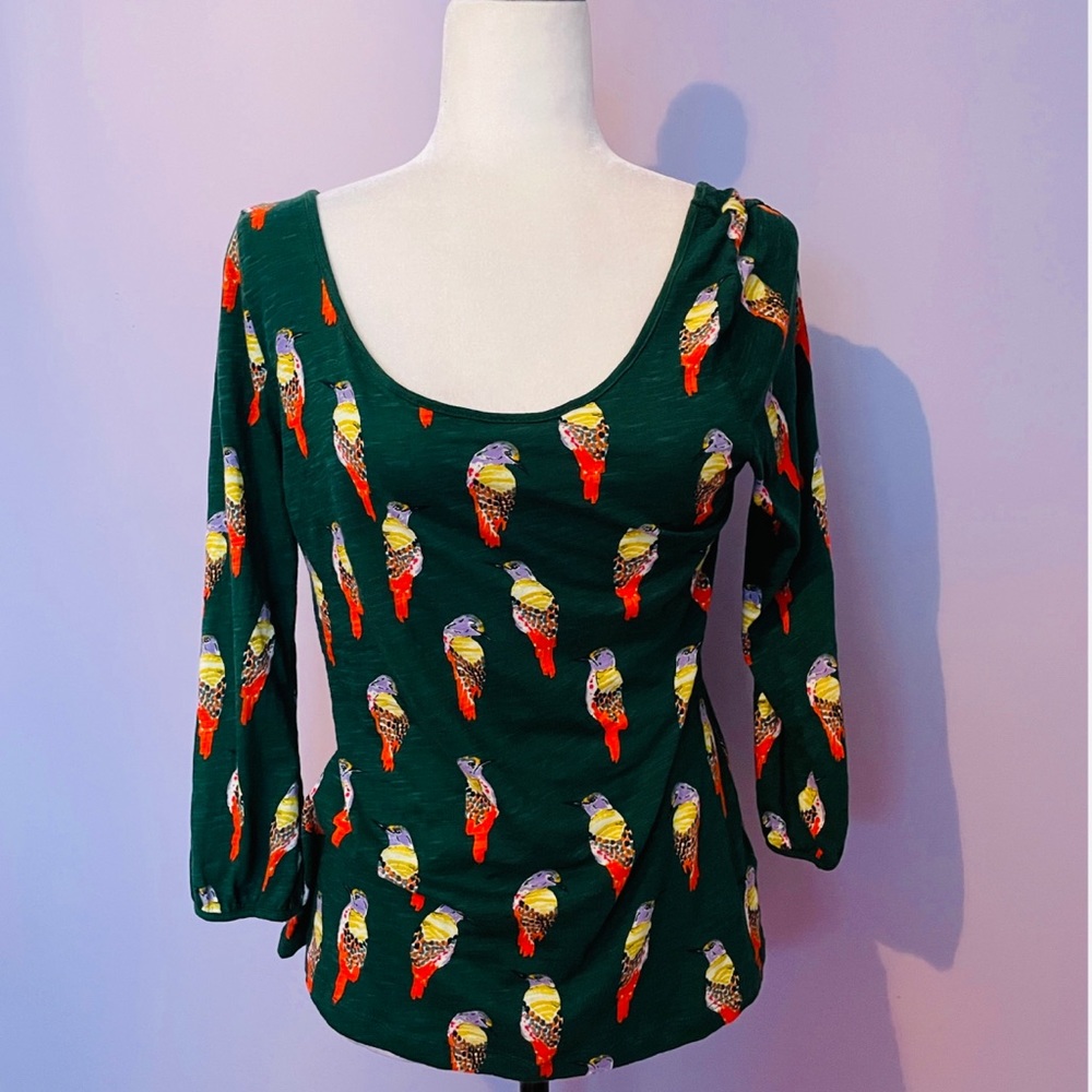 Anthropologie Postmark Forest Fete bird motif tee